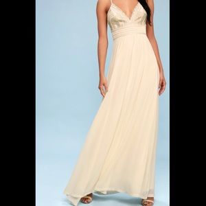 ❌SOLD❌ Lulu’s Cream Savona Embroidered Maxi Dress